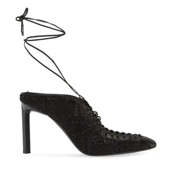 GIVENCHY pumps heels mule black lace size EU 37.5 lace-up pointed toe witchy new - Picture 4 of 15